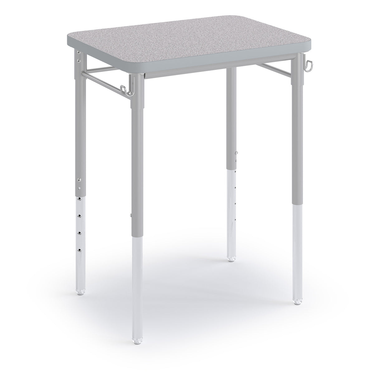 Gray T-Rect Desk with two bag hooks