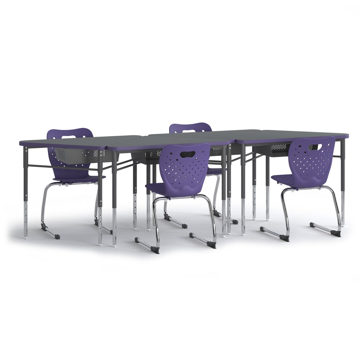 Triad Desk group of four in a line with Air cantilever chairs