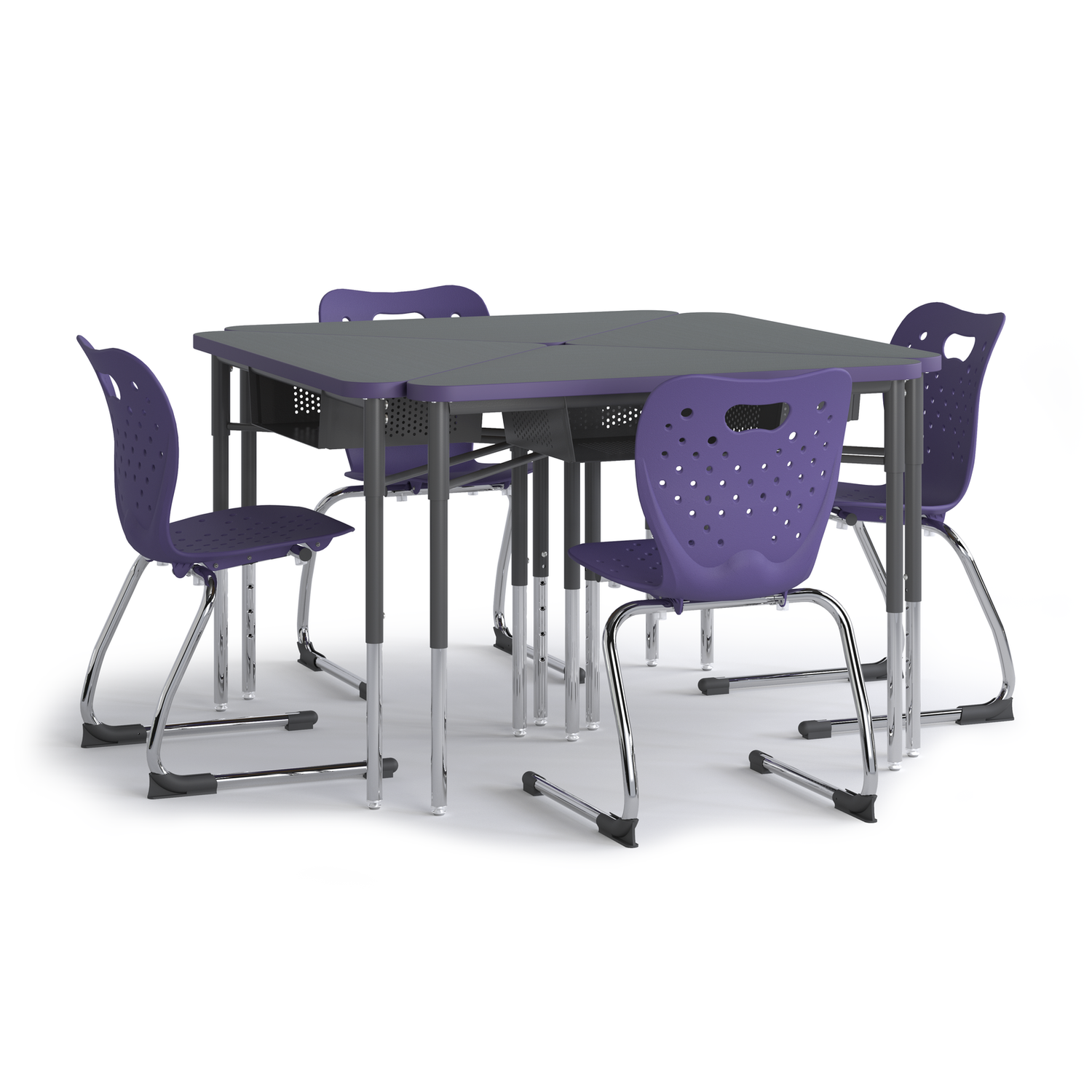 Triad Desk group of four in a square with Air cantilever chairs