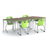 Lime green Triad Desk group of four in a line with Air cantilever chairs