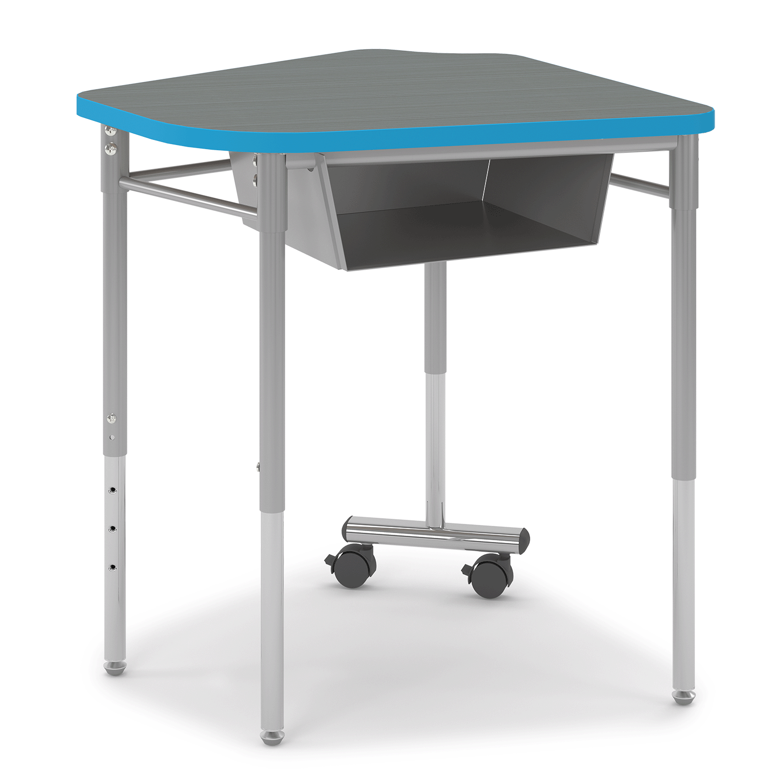 Blue y5 Idea Desk with casters and closed book box