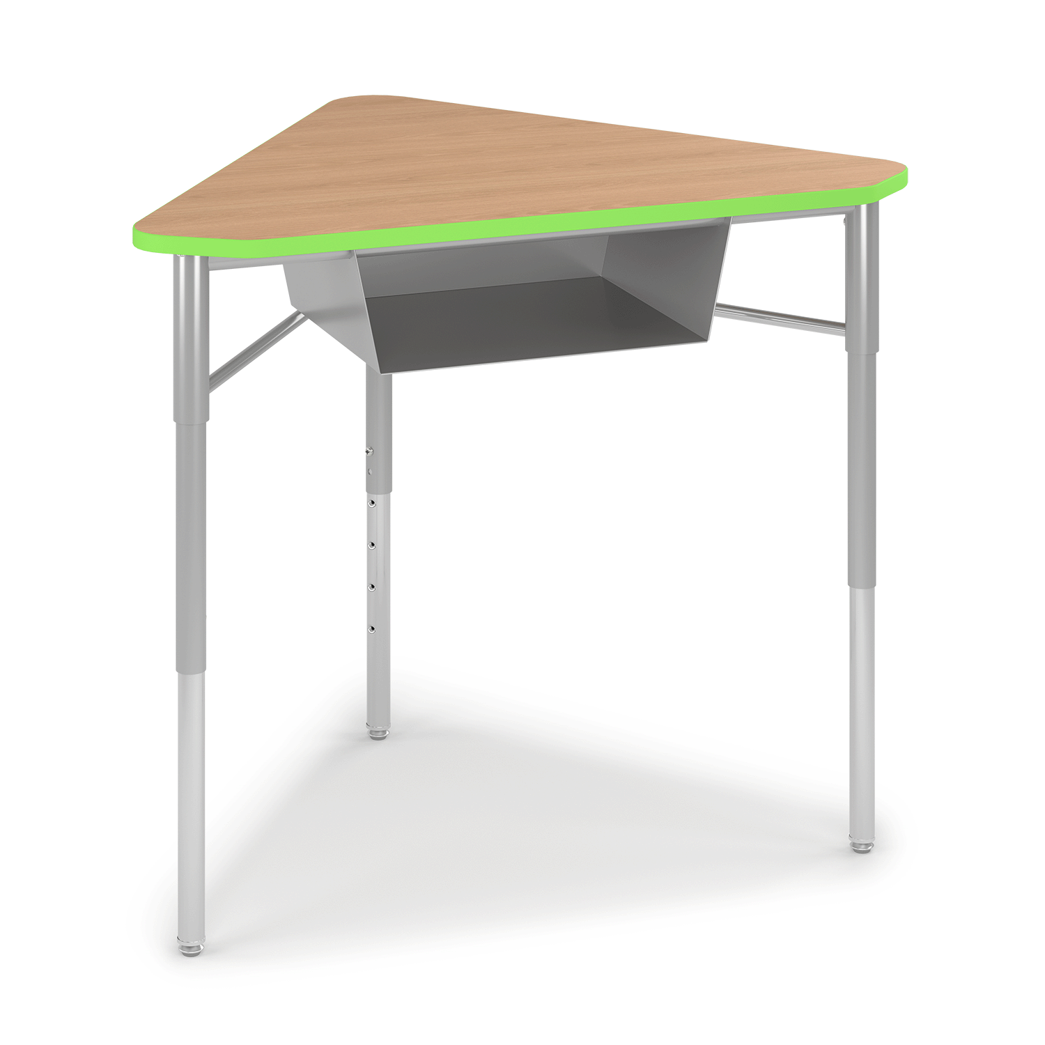 Wood-tone and lime green y5 Pente Desk with book box