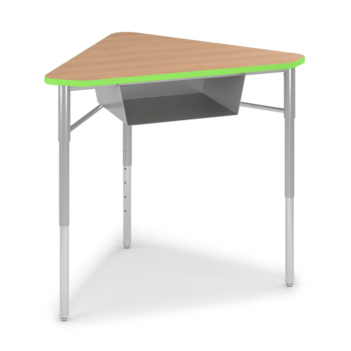 Wood-tone and lime green y5 Pente Desk with book box
