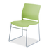 Green high-density stacking chair with chrome sled-base frame