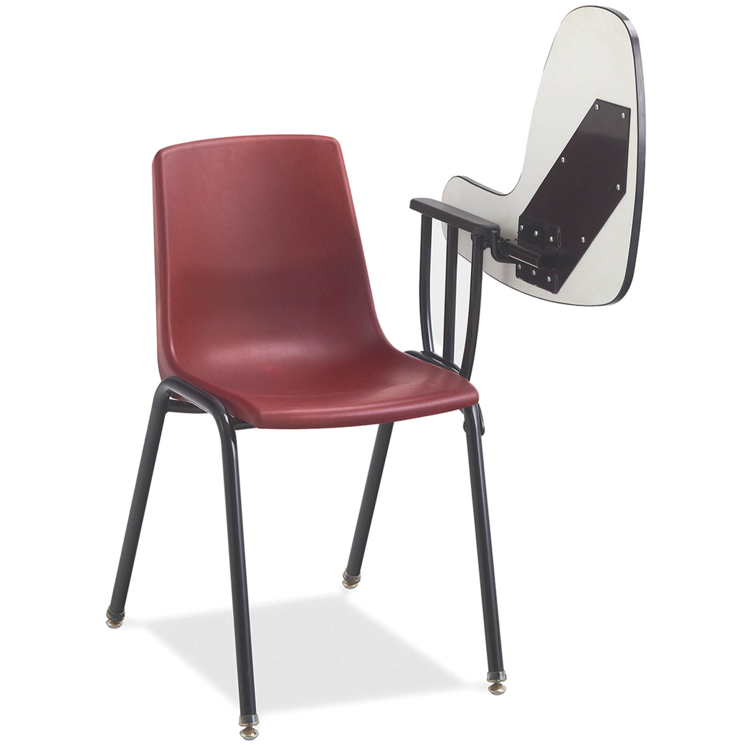 Maroon Honor Roll flip tablet arm chair with black metal legs