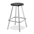 Black Honor Roll hard plastic stool with chrome legs, angled view