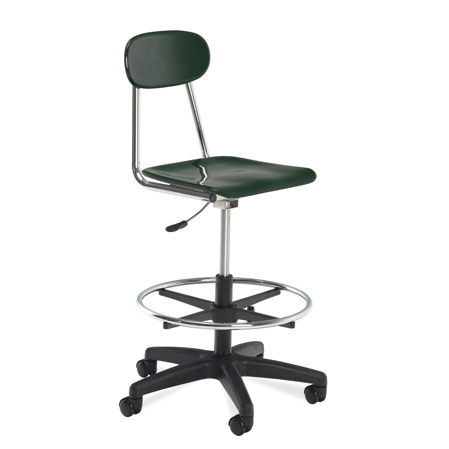 Black Marquis metal-frame gas-lift lab chair with adjustable height and chrome footring
