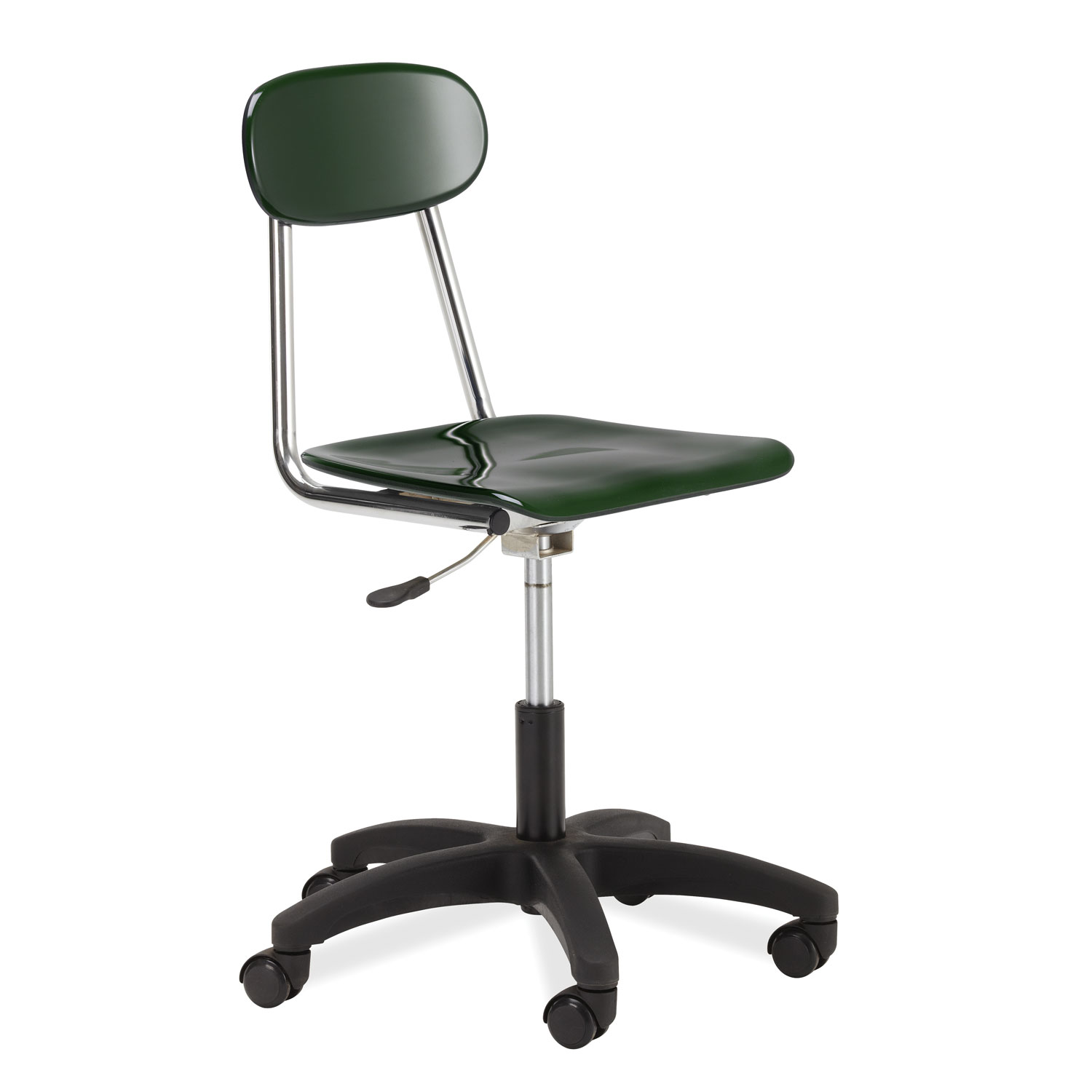 Gray-green Marquis metal-frame gas-lift lab stool with 5-star base and casters