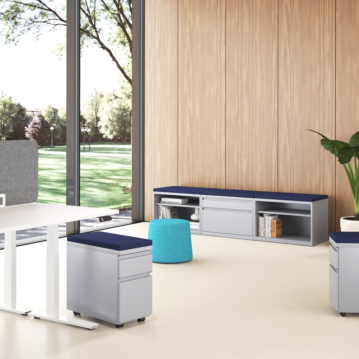 Milo Pedestals by Workspace48 — manufacturer illustration; optional components may be shown