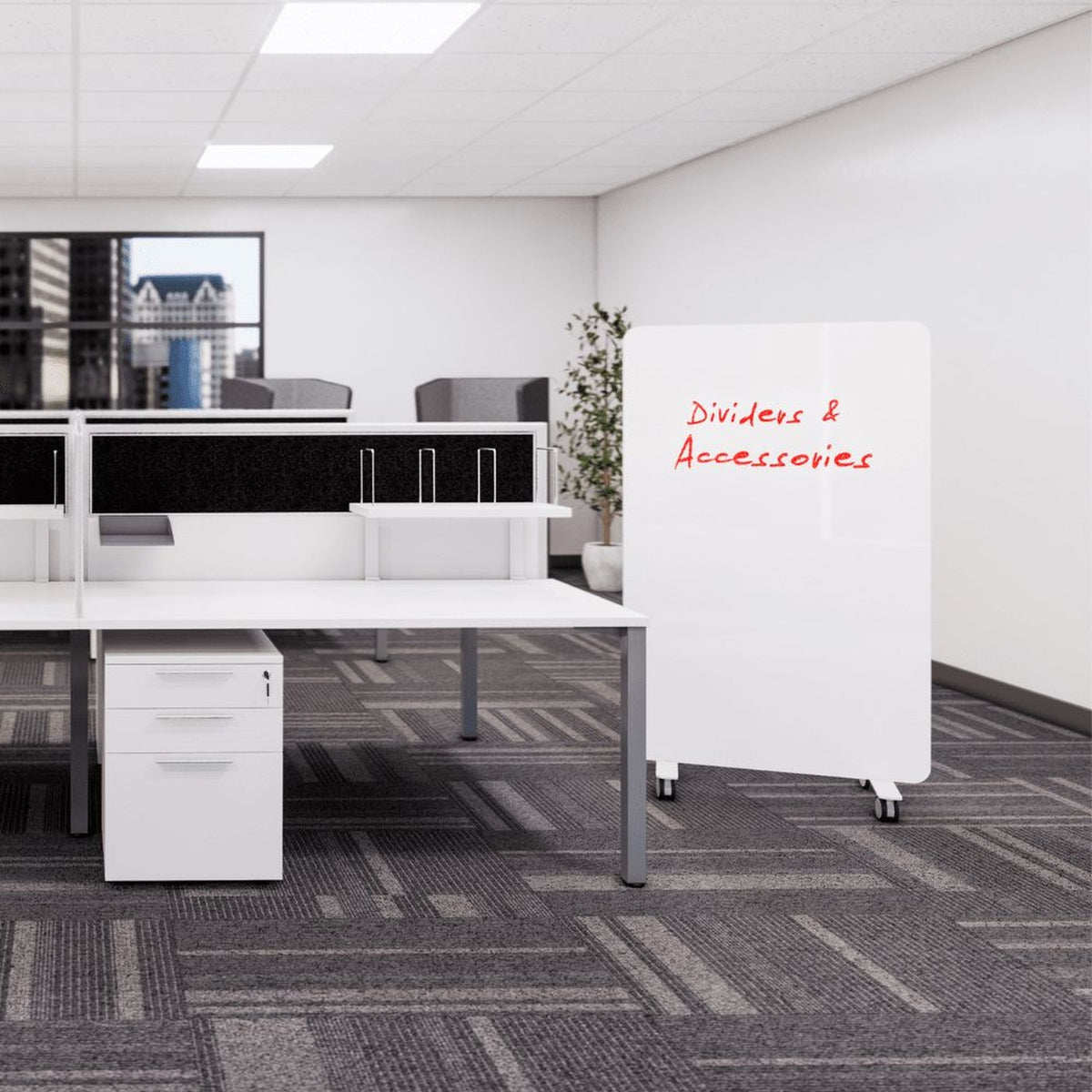 Orbit Mobile Acoustic Divider by Workspace48 Privacy Screen, Whiteboard Workspace 48 
