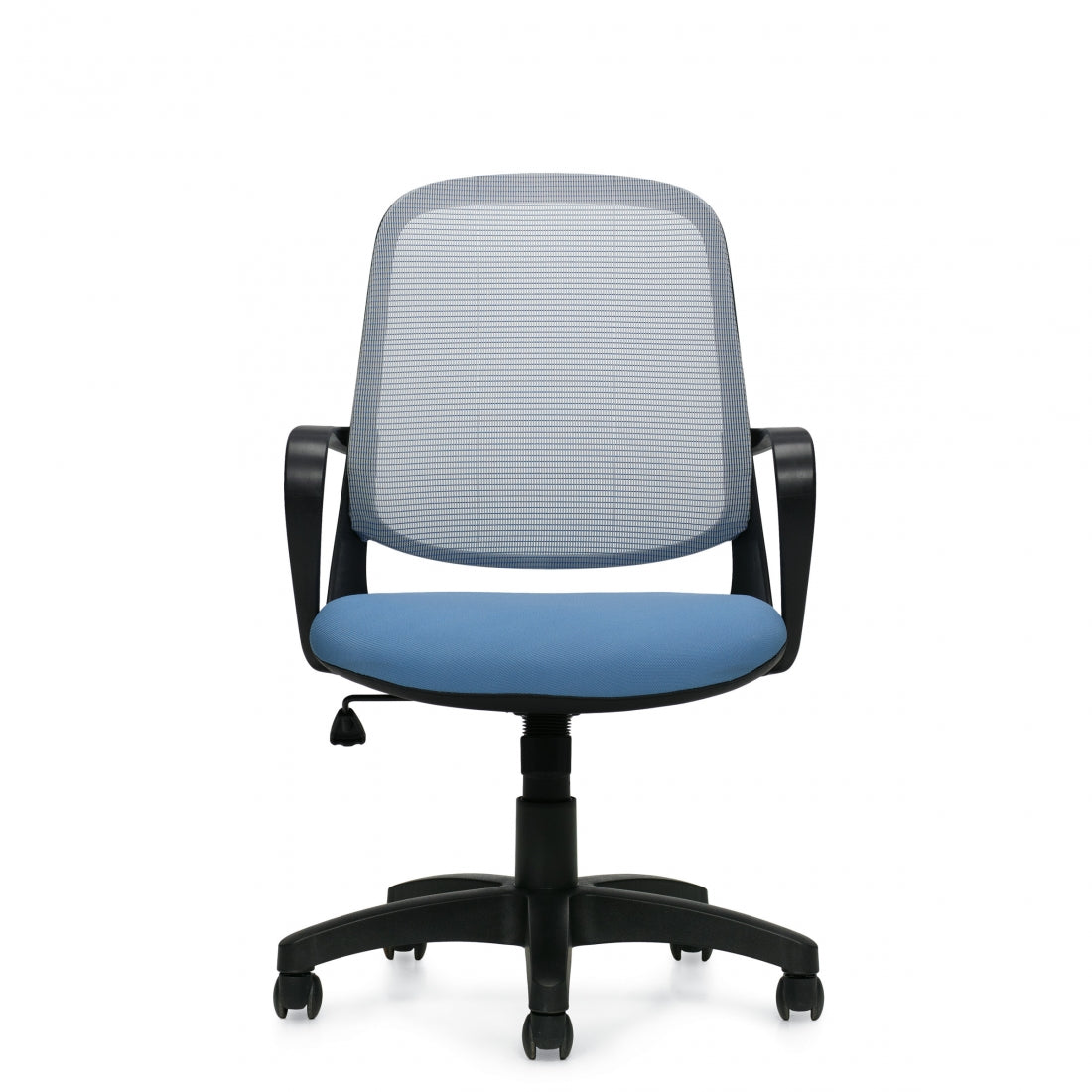 Amira OTG13020 task chair — blue polyester seat and blue-grey mesh back