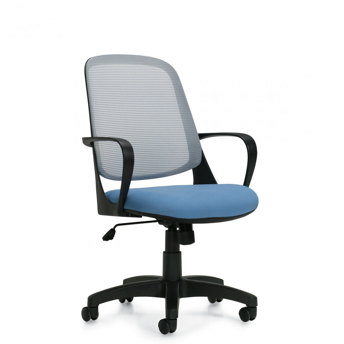 Amira OTG13020 — blue seat and blue-grey mesh, three-quarter view