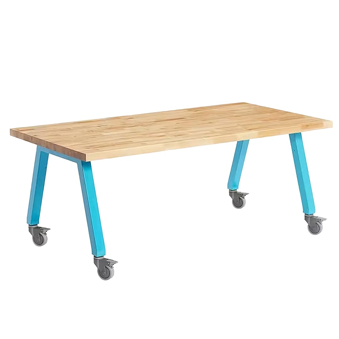 Planner® Studio 36″x72″ Butcher Block Table — Model 25212BUTCHER 36" x 72" @ 29"h, shown in Butcher block top and Cerulean frame.