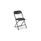 Black plastic folding chair with black metal frame
