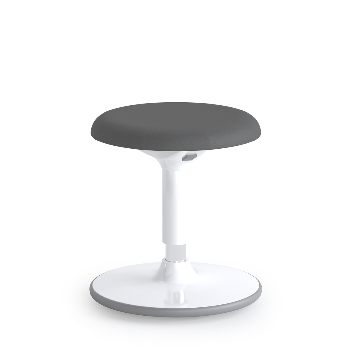 Black Poly Balance stool with round seat and white pedestal base