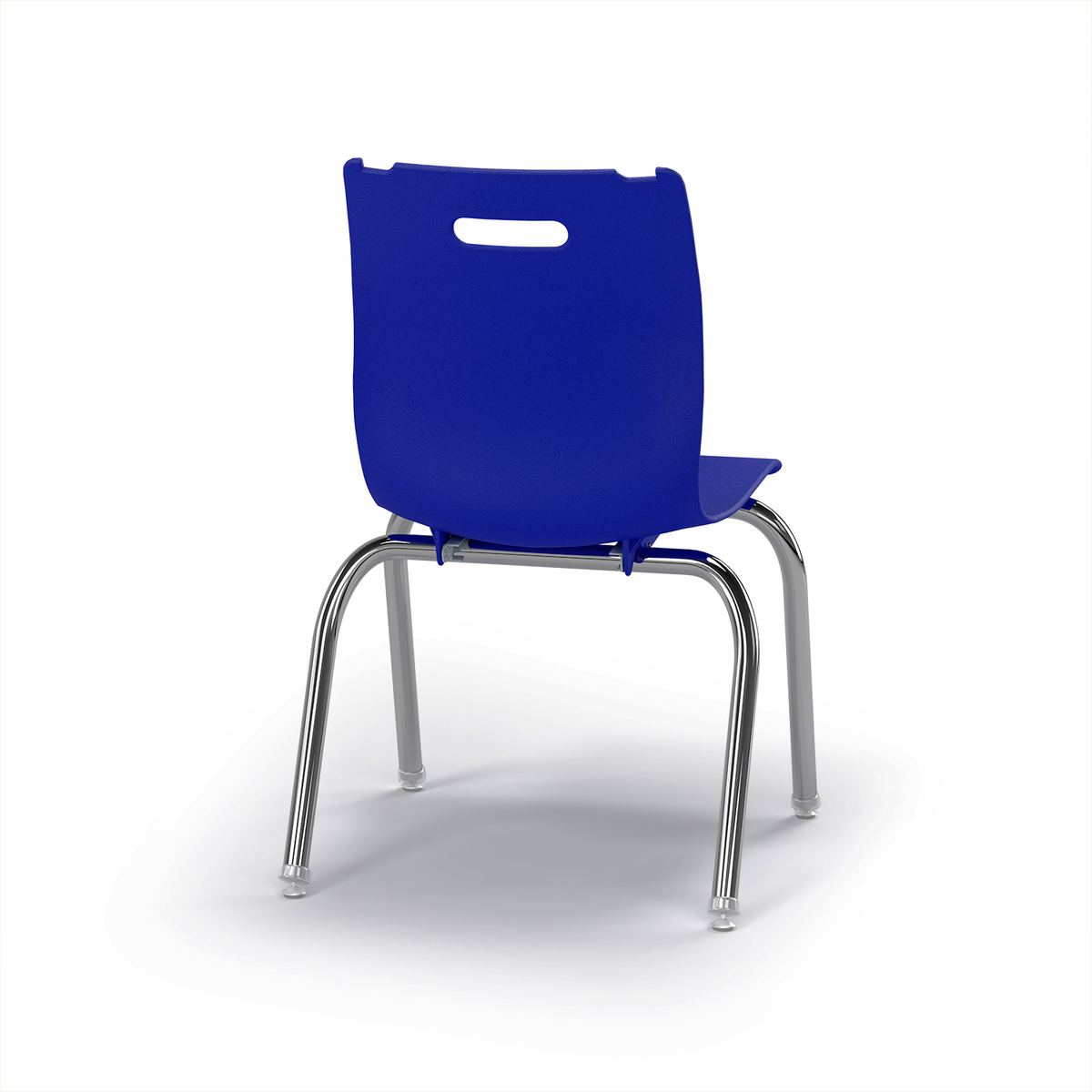 Blue Savvy 4‑Leg classroom chair, rear view