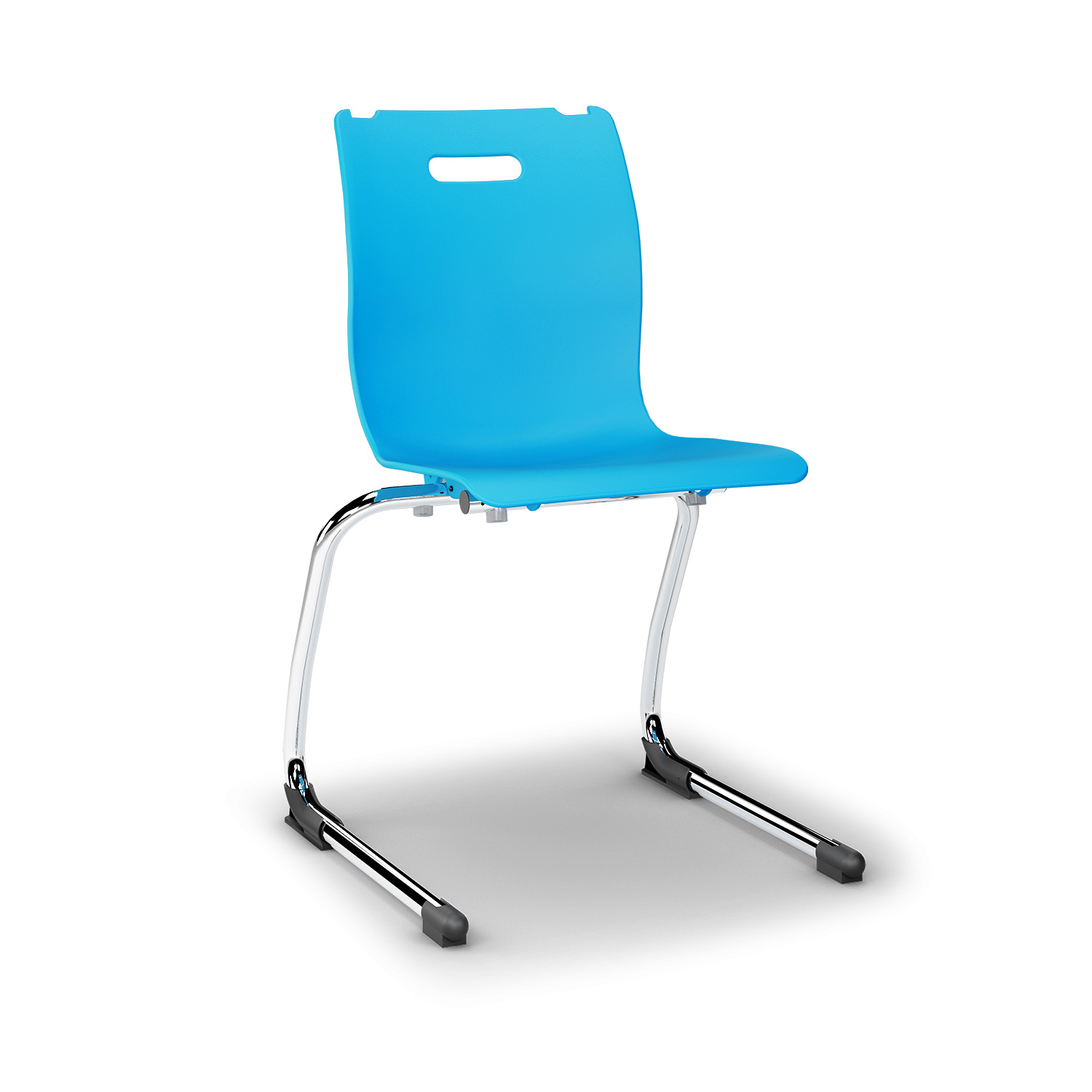 Savvy Cantilever Chair with blue seat and chrome sled base