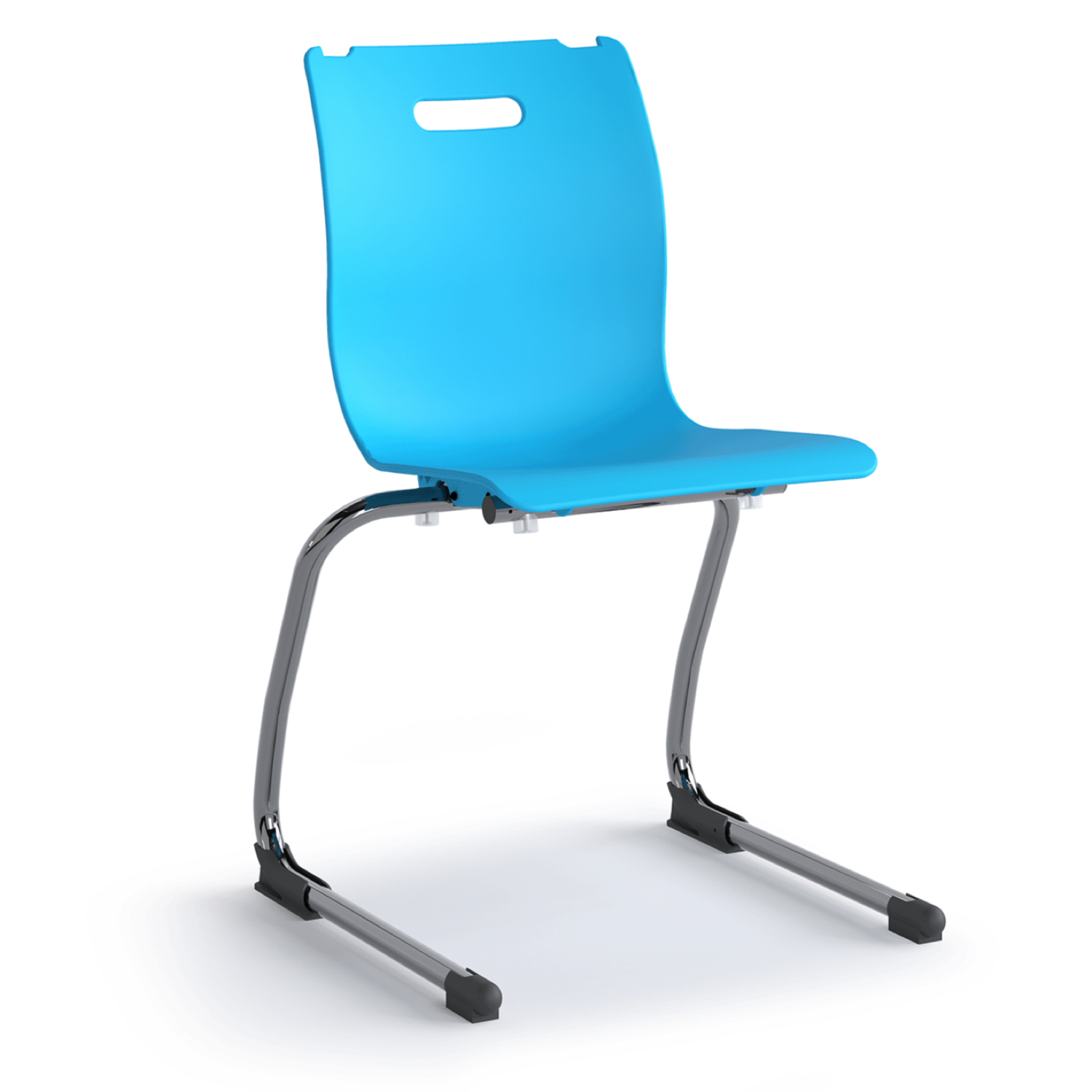 Savvy Cantilever Chair with blue seat and chrome sled base
