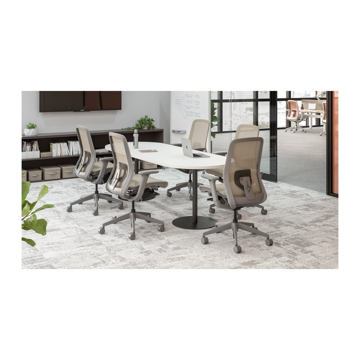 Lavo highback task chair, Desert mesh, Fog frame, Fog base, Fog accent