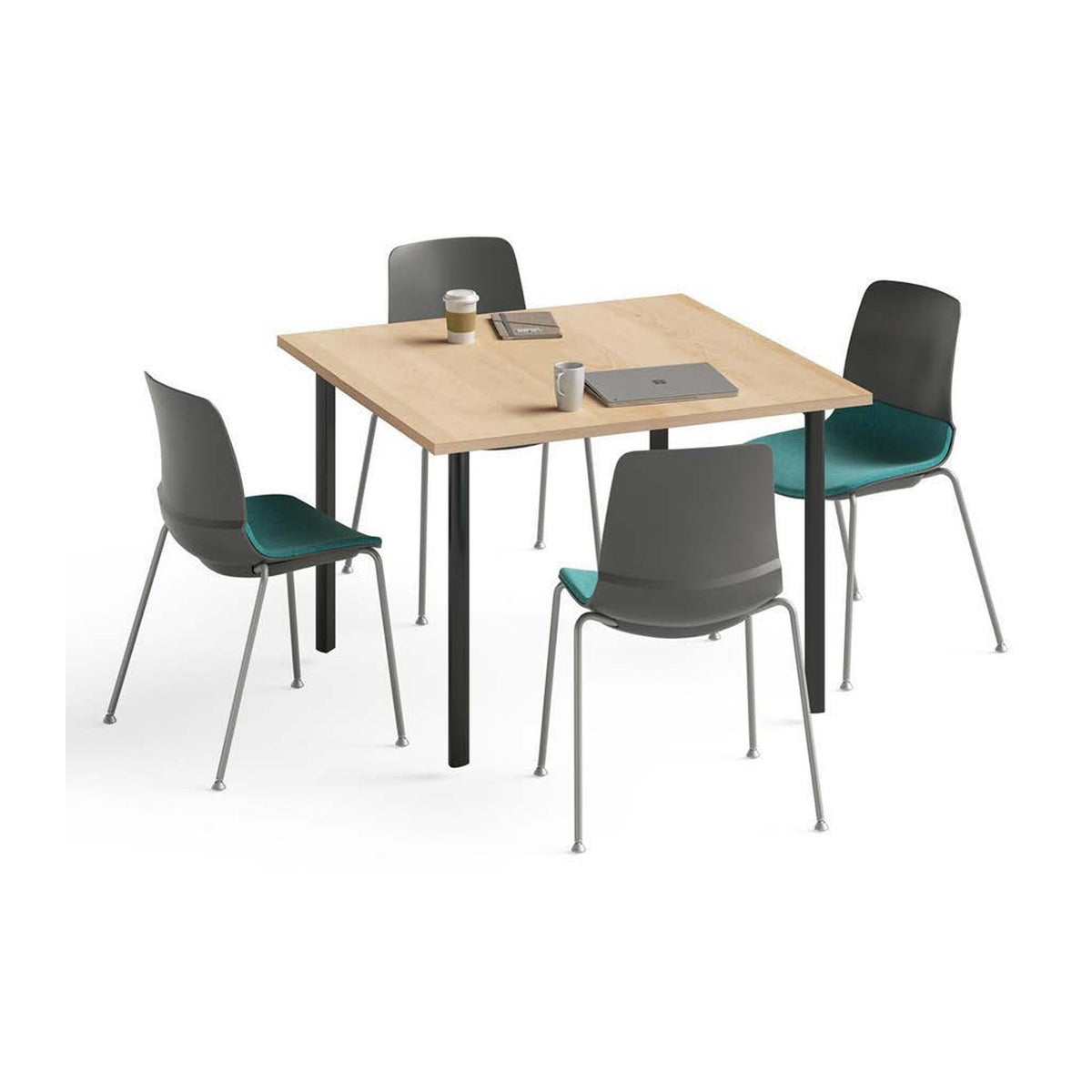 Tensor café table; chairs shown for context