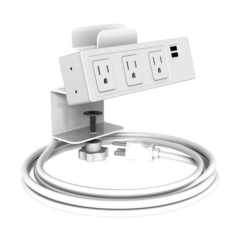 Current Desk Clamp/Under Mount Power Bar Power Solution SitOnIt White Desk Clamp Mount 
