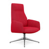 Envoi Highback Lounge Chair Lounge Seating SitOnIt Fabric Color Scarlet Free Swivel Frame Color Polished Aluminum