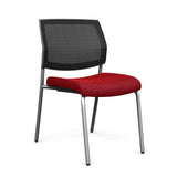 Focus Guest Chair w/ Mesh Back Guest Chair, Cafe Chair SitOnIt Fabric Color Crimson Mesh Color Black Silver Frame
