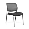 Focus Guest Chair w/ Mesh Back Guest Chair, Cafe Chair SitOnIt Fabric Color Ebony Mesh Color Impress Silver Frame