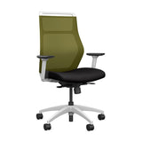 Hexy Conference Chair Conference Chair, Meeting Chair SitOnIt Frame Color White Mesh Color Apple Fabric Color Licorice