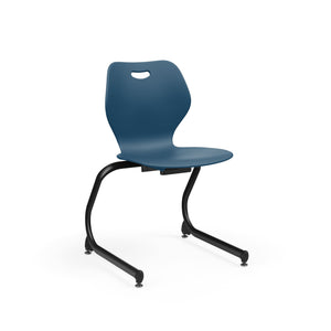 Intellect Wave Cantilever Chair 18" Classroom Chairs, Guest Chair, Cafe Chair, KI Frame Color Black Plastic Color Sky Blue 