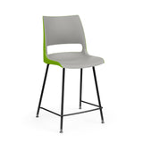 KI Doni 4 Leg Cafe Stool | 24" Counter or 30" Bar Seat Height Stools KI Frame Color Black Shell Color Warm Grey Shell Color Zesty Lime