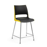 KI Doni 4 Leg Cafe Stool | 24" Counter or 30" Bar Seat Height Stools KI Frame Color Chrome Shell Color Black Shell Color Rubber Ducky