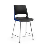 KI Doni 4 Leg Cafe Stool | 24" Counter or 30" Bar Seat Height Stools KI Frame Color Chrome Shell Color Black Shell Color Ultra Blue