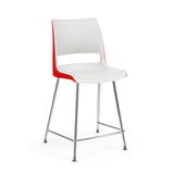 KI Doni 4 Leg Cafe Stool | 24" Counter or 30" Bar Seat Height Stools KI Frame Color Chrome Shell Color Cottonwood Shell Color Poppy Red