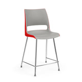 KI Doni 4 Leg Cafe Stool | 24" Counter or 30" Bar Seat Height Stools KI Frame Color Chrome Shell Color Warm Grey Shell Color Poppy Red