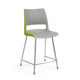 KI Doni 4 Leg Cafe Stool | 24" Counter or 30" Bar Seat Height Stools KI Frame Color Chrome Shell Color Warm Grey Shell Color Zesty Lime