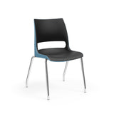 KI Doni Four Leg Stack Chair | Arm or Armless | Caster Option Guest Chair, Cafe Chair, Stack Chair, Classroom Chairs KI Chrome Frame Inner Shell Color Black Shell Color Surfs Up