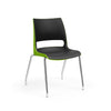KI Doni Four Leg Stack Chair | Arm or Armless | Caster Option Guest Chair, Cafe Chair, Stack Chair, Classroom Chairs KI Chrome Frame Inner Shell Color Black Shell Color Zesty Lime