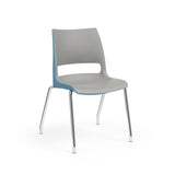 KI Doni Four Leg Stack Chair | Arm or Armless | Caster Option Guest Chair, Cafe Chair, Stack Chair, Classroom Chairs KI Chrome Frame Inner Shell Color Warm Grey Shell Color Surfs Up
