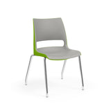 KI Doni Four Leg Stack Chair | Arm or Armless | Caster Option Guest Chair, Cafe Chair, Stack Chair, Classroom Chairs KI Chrome Frame Inner Shell Color Warm Grey Shell Color Zesty Lime