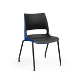 KI Doni Four Leg Stack Chair | Arm or Armless | Caster Option Guest Chair, Cafe Chair, Stack Chair, Classroom Chairs KI Frame Color Black Inner Shell Color Black Shell Color Ultra Blue