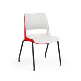 KI Doni Four Leg Stack Chair | Arm or Armless | Caster Option Guest Chair, Cafe Chair, Stack Chair, Classroom Chairs KI Frame Color Black Inner Shell Color Cottonwood Shell Color Poppy Red