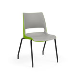 KI Doni Four Leg Stack Chair | Arm or Armless | Caster Option Guest Chair, Cafe Chair, Stack Chair, Classroom Chairs KI Frame Color Black Inner Shell Color Warm Grey Shell Color Zesty Lime