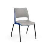KI Doni Four Leg Stack Chair | Arm or Armless | Caster Option Guest Chair, Cafe Chair, Stack Chair, Classroom Chairs KI Frame Color Black Inner Shell Color Warm Grey Shell Color Ultra Blue