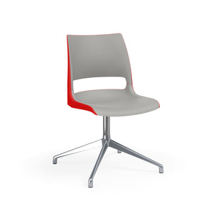 KI Doni Guest Chair | Four-star Swivel Base | 2 Tone Shell Guest Chair KI Shell Color Warm Grey Shell Color Poppy Red 