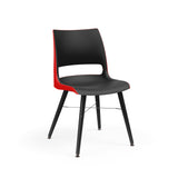 KI Doni Guest Chair w/ Tapered Wood Leg | 2 Tone Shell Guest Chair, Cafe Chair KI Wood Color Eclypse Black Shell Color Black Shell Color Poppy Red