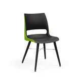 KI Doni Guest Chair w/ Tapered Wood Leg | 2 Tone Shell Guest Chair, Cafe Chair KI Wood Color Eclypse Black Shell Color Black Shell Color Zesty Lime