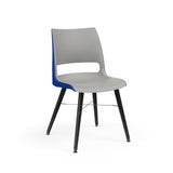 KI Doni Guest Chair w/ Tapered Wood Leg | 2 Tone Shell Guest Chair, Cafe Chair KI Wood Color Eclypse Black Shell Color Warm Grey Shell Color Ultra Blue