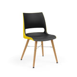 KI Doni Guest Chair w/ Tapered Wood Leg | 2 Tone Shell Guest Chair, Cafe Chair KI Wood Color Monticello Maple Shell Color Black Shell Color Rubber Ducky