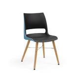 KI Doni Guest Chair w/ Tapered Wood Leg | 2 Tone Shell Guest Chair, Cafe Chair KI Wood Color Monticello Maple Shell Color Black Shell Color Surfs Up